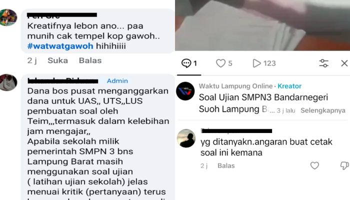 Nitizen Tanyakan Dana Bos, SMPN 3 BNS Gunakan Soal Ujian Tahun 2024